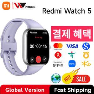 글로벌 버전 샤오미 레드미 워치 5 2.07인치 AMOLED 디스플레이 150+ 스포츠 모드 550mAh 배터리 심박수 혈중 산소 모니터