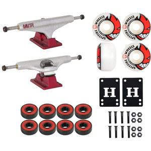 52mm 스핏파이어 휠, ABEC 5 베어링, 장착 하드웨어, 옵션 라이저가 포함된 독립 스케이트보드 트럭 할로우 델피노 프로 레드 159 8.75인치