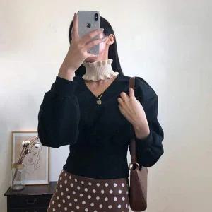 [콩심팥심]블랙 넥워머 목폴라 레이어드 여자목도리 페이크 여성 파티코디