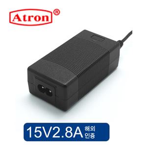 안전사 DC 15V 2.8A 어댑터 UL CE PSE CCC FC GS 글로벌인증 15V2.8A 아답터 2구 8자형 (전원선 포함)
