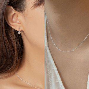 [겟미블링][남지현,서현,고아라,아이유,노정의 착용] E293+N286 Tiny bar with pearl+Mini Dot Necklace