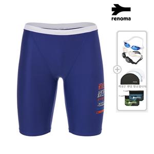 [레노마수영복](하남점)4종 세트 남성 레터링 실내 4부 수영복, 수경수모세트 3컬러 - MS2C802