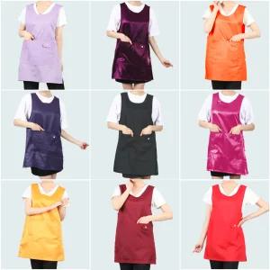 앞치마와가운 큰주머니 원피스 앞치마 요양보호사 판촉물 식당용
