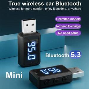 차량용 블루투스 5.3 송신기 리시버 핸즈프리 통화 미니 USB 전원 자동차 키트 자동차 스테레오 무선 오디