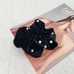 퓨에보 국산 진주 벨벳 헤어 스크런치 자국안남는 짱짱한 명품 헤어 벨벳 곱창 머리끈 밴드 액세서리