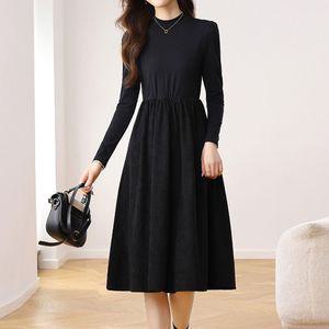 스타일아유 키작녀 날씬해보이는 솔리드 패셔너블 A라인 미디 원피스 여성용 OP2054