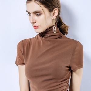 여름 여성 반팔 목폴라티 반목티 이너레이어드용 베이직 슬림핏 반목폴라