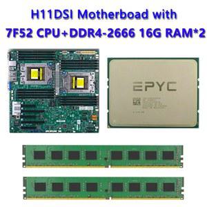Supermicro H11DSI REV2 0 마더보드 2 EPYC 7F52 16C 32T SP3 CPU 프로세서 8PCs DDR4 16G 32GB 64GB PC4 3200mhz RAM Mem