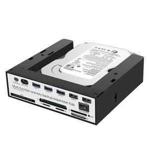 VSVABEFV 도구 없는 USB 3.0~2.5인치 및 3.5인치 SATA 외장 하드 디스크 드라이브 레이플랫 도킹 스테이션 HDD, 원키 백업 기능 지원, SD/CF/MS/XD/TF/M2 리더 - 블랙