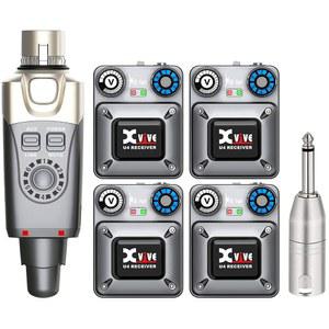 송신기 1대와 수신기 4대가 장착된 Xvive U4R4 무선 인이어 모니터 시스템 세트