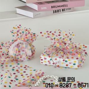 컬러 도트 메쉬 포장지 꽃 가게 휴일 선물 웨딩 파티 발렌타인 50x150cm