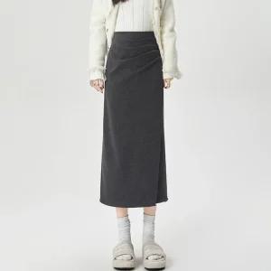 여성 출근룩 정장 스커트 언발 모직 추동 A라인 날씬한 랩 미디 일자 스포M4