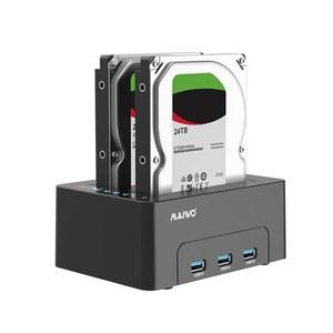 2.5 3.5인치 SATA HDD SSD, 3배 USB 3.0 허브 확장, 48TB 용량, 외장 하드 드라이브 복제기 클론을 위한 오프라인 클론이 있는 MAIWO 듀얼 베이 도킹 스테이션