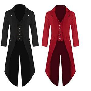 중세 플러스 사이즈 할로윈 코스프레 의상 남성 키즈 Steampunk 고딕 Tailcoat 자켓 빅토리아 코트 빈티지 턱시도