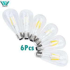 6PCS LED ST64 2W 4W 6W 8W AC 220V 필라멘트 전구 E27 쿨톤 웜톤 화이트 빛 빈티지 에디슨 램프 복고풍 유