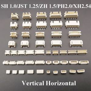 10Pcs SH 1.0mm/JST 1.25mm/ZH 2.0mm/XH2.54mm 2P 3P 4P 5P 6P 수평 수직 수 소켓 하우징 핀 헤더 커넥터