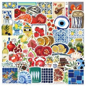 50Pcs 지중해 토마토 스티커 지중해 DIY 스티커 Scrapbooking 전화 수하물 스케이트 보드 방수 전사 술