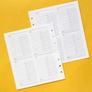 고품질 속지 가계부 6공 리필속지 다이어리 와이드 미니 A6 (WD989F5)