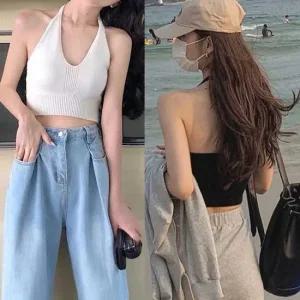 여성 홈파티 나시 홀터넥 끈조걸 코디
