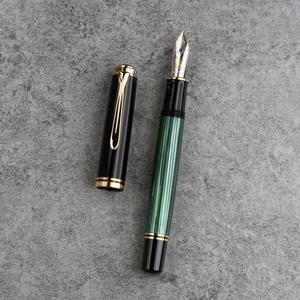 독일 오리지널 펠리칸 M1000 18K 골드 펜촉 만년필, 블랙 그린 스트립, 황제 시리즈, Soveran 비즈니스 선