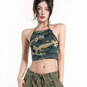 크롭탑 밀리터리홀터넥 크롭홀터넥 500272 홀터넥 나