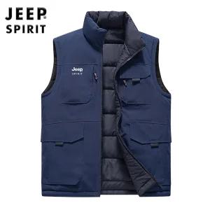 JEEP SPIRIT 남성용 겨울 조끼 퀼팅 양면 야외 조끼