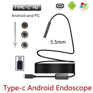 배관내시경카메라 55mm USB Type-C 안드로이드 내시경 카메라 스네이크 C 하드 와이어 1M 2M 3M 5M 10M 케