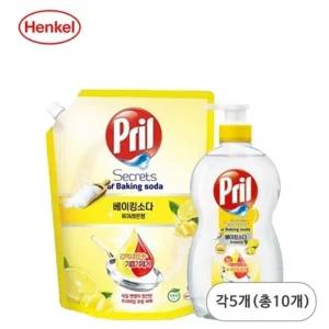 헨켈 프릴 베이킹소다 퓨어레몬칠백퓨어레몬1L x 각5개총10개 주방세제 고농축 독일세제 기름때 찌든때