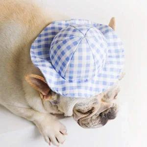 강아지 모자 04펫모자체크레드-M 대형견 사진 고양이