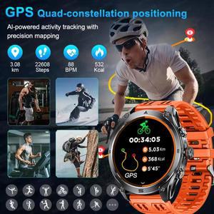 2025 신형 GPS 스포츠 스마트워치 AMOLED 플래시라이트 950mAh 배터리 IP68 방수 피트니스 트래커 BT 통화