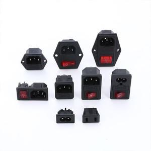 23 핀 IEC320 C14 전원 소켓 LED 250V 로커 스위치 황동 10A C6 퓨즈 입구 플러그 커넥터 컴퓨터 마운트