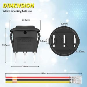 5PCS 라운드 KCD1 로커 스위치 12V 3 핀 ON Off 10A/125V DC SPDT 원형 토글 (자동 자동차 보트 용 전선