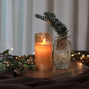 [NS홈쇼핑]LED 글라스 오브제 리얼 파라핀 촛불 양초 캔들 12.5cm 무드등 이벤트..