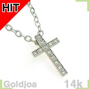 럭셔리 세련된 화이트골드 십자가 큐빅 14k메달만 (ju-su350p) 14k팬던트 목걸이 골드조아