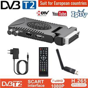 미니 TDT HD 리시버 지상 TV 디코더 DVB-T2 SCART 지상 디지털 TV 튜너 HEVC 265 1080p 셋톱 박스 DVB T2 E