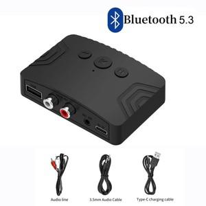 Bluetooth 5.3 오디오 수신기 무선 어댑터 C타입  AUX 3.5mm RCA 광 잭 지원 TV PC 스피커 용 U 디스크 자