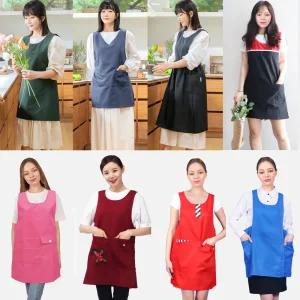 원피스형 앞치마 한식 명절 어린이집 교회 요양보호사 주방 카페