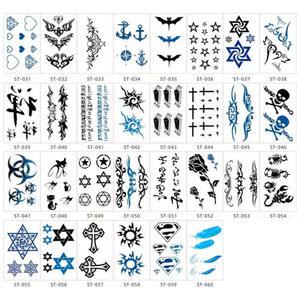 타투 스티커 60종 세트 모음 팔 손가락 포인트 타투 헤나 문신 판박이