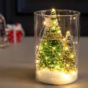 크리스마스 미니트리 화병 LED 스노우 트윈 글라스 15cm (DIY) 장식 소품 테이