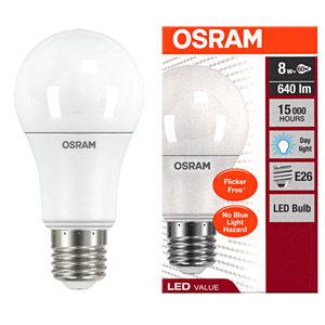 오스람 LED 벌브전구 8W 주광색 흰색빛 기존 백열구 60W 대체