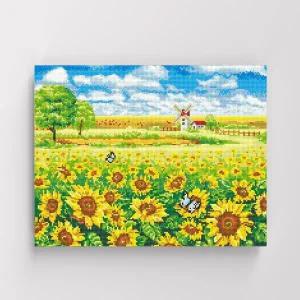 아트박스/아이러브페인팅 DIY캔버스형 보석십자수 40x50cm 해바라기와 풍차