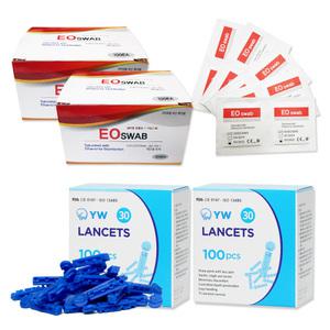 YW 란셋 30G 200개입+낱개포장 알콜솜 200매입 세트 십자형 일반형 랜싯 바늘 소독 멸균 니들 청소