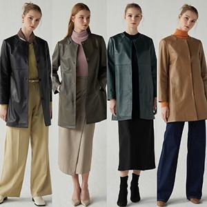 [헤스티지]여성 라운드넥 램스킨 코트