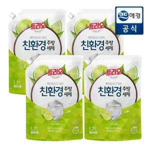 트리오 베이킹소다 담은 주방세제 라임향 1.2L 리필 x 4개