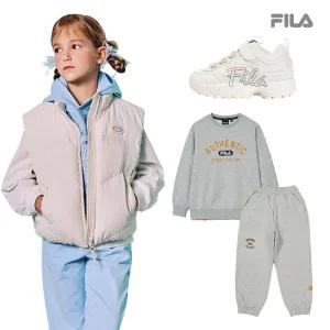 [FILA KIDS][즉시20%할.인] 한껏 쌀쌀해진 가을 데일리룩 휠라키즈와 함께! 아동화/상하세트/맨투맨/다운점퍼 등