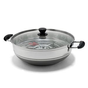 퀸센스 스텐 찜기 34cm 인덕션 만두 대게 떡 수육팬 수육 보쌈 대형 찜솥 찜냄비