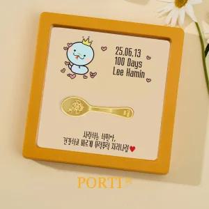 [뽀르띠] 순금 24K 금수저/금포크 골드바 액자 백일반지 돌반지 0.5g