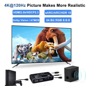 2x1 4K HDMI 스위치 eARC 오디오 추출기 ARC 광학 Toslink 2.0 60Hz 스위처 원격 호환 애플 TV PS4 용