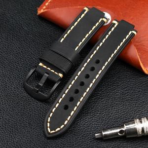 벨트 교체 오리스 AQUIS 다이빙 시리즈 스트랩에 적합 24MM x 11MM 범프 쇠가죽 팔찌 남성용