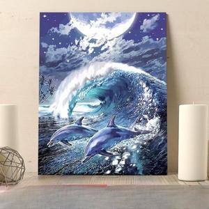 파도 바다 유화 그리기 세트 DIY 대형 그림 바닷속 고래